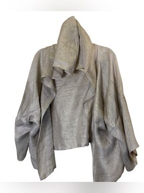 Zoran Vintage Minimalist Silk Structured Sculptured Art to Wear Hooded Cardigan